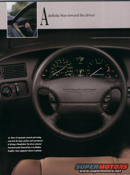 1995 Ford Thunderbird interior dashboard with a leather steering wheel, gauges, and air vents