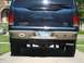2003 Ford Excursion - The rear of a Ford Excursion is shown, a tow hitch and a small moose decal on the bumper.