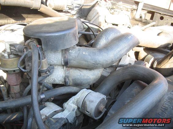 Engine bay with hoses and air intake
