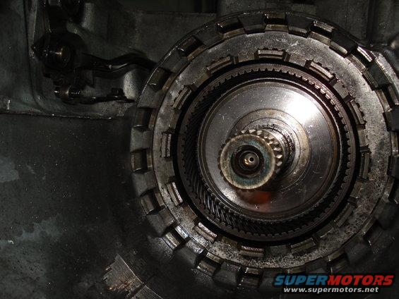 Close-up of automatic transmission torque converter and planetary gear set with splined input shaft