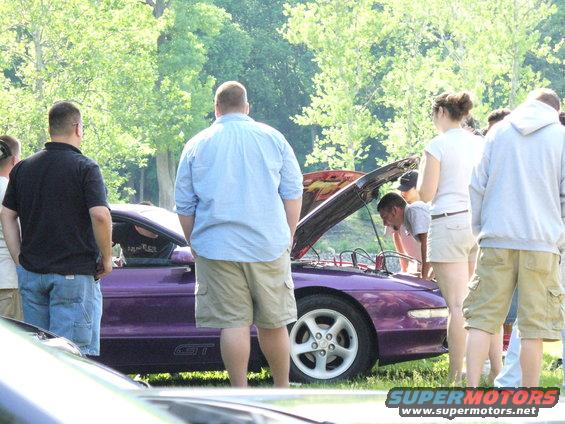 Purple 1991 Ford Probe GT with hood open, side view