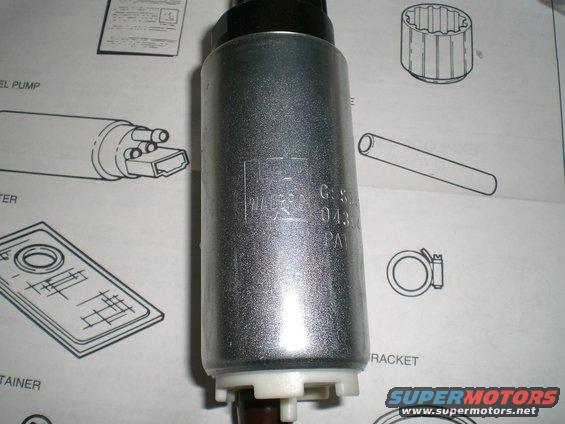 fuel pump with "WALBRO" and "043" visible, resting on a diagram