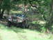 2001 Jeep Wrangler - A camouflaged off-road vehicle navigates a wooded area with a winch mounted on its front.