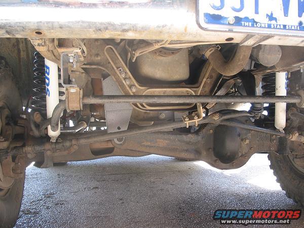 1996 Ford Bronco undercarriage with BDS lift shocks and Dana 44 front axle