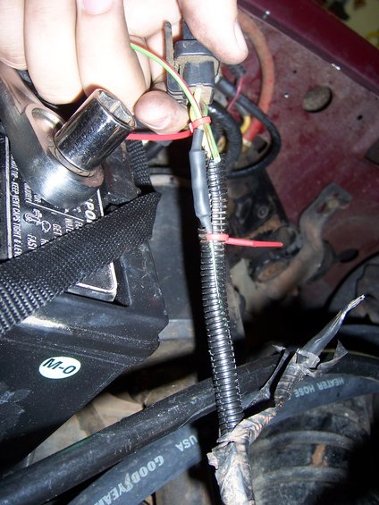 100_3814.jpg modified original alt. plug. All I had to do was find the green wire, trace it back a couple of inches and snip it. I then butt-spliced that green wire into the new plug. 
