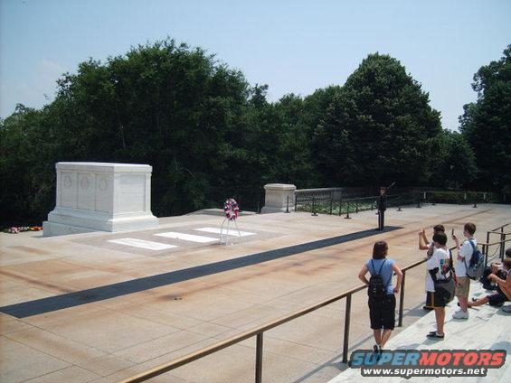 Tomb of the Unknown Soldier with a guard and visitors