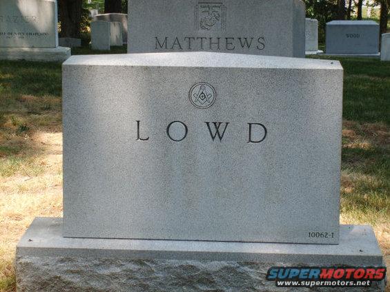 Gravestones with names LOWD and MATTHEWS, and a Masonic symbol