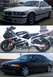 2001 BMW 3 Series - A Suzuki sportbike is shown in the middle of a three-image collage, flanked by two BMW coupes.