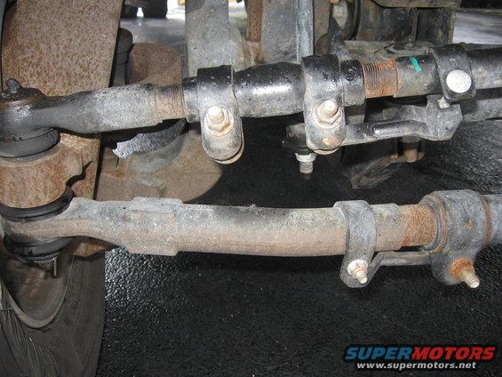 Close-up of truck steering linkage with tie rods and ball joints