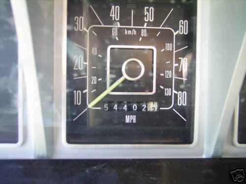 Speedometer gauge with odometer reading 54402, showing MPH and km/h