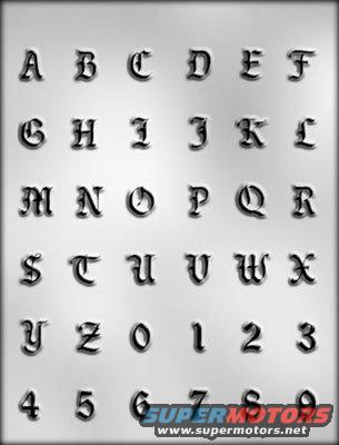 Metal letters A-Z and numbers 0-9, with a "SUPERMOTORS.NET" watermark