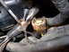 1995 Ford Taurus - A close-up view of a vehicle's engine bay shows a wiring harness with a disconnected electrical connector.