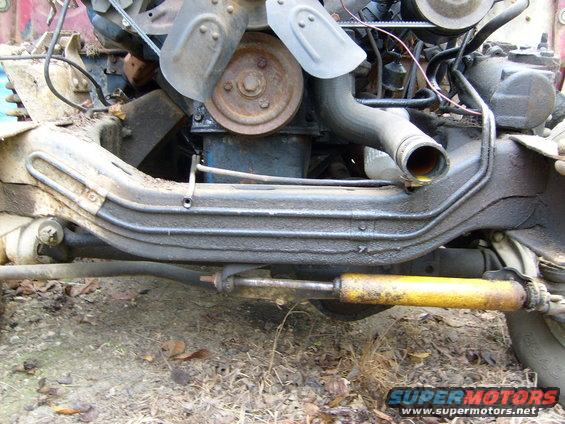 Engine block, fan, hoses, and frame rails of a vehicle