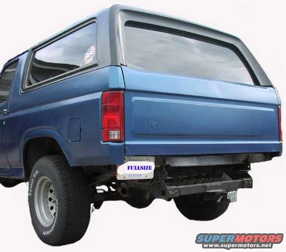 Blue SUV rear view, showing a "FULLSIZE" license plate and a tow hitch