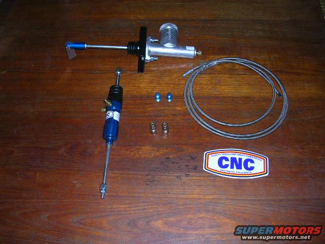Clutch master cylinder and slave cylinder kit with braided line and fittings