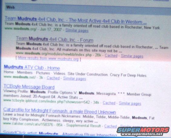 Screenshot of web search results for 'Mudnuts'