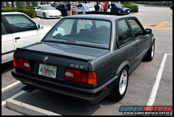 Dark gray 1989 BMW 325i sedan, rear view, Florida license plate