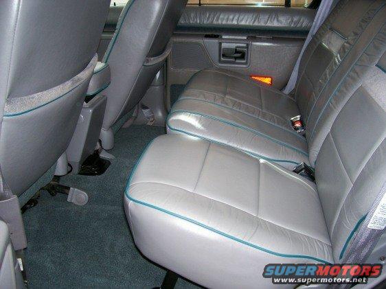 Gray leather seats with teal piping in a 1994 Ford Explorer interior