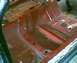 1966 Ford Ranchero - The interior floor pan of a vehicle is shown, possibly during a restoration project.