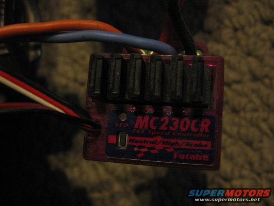 Futaba MC230CR FET Speed Controller with wires attached