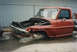 1967 Ford F-100 - This 1967 Ford F-100 shows significant damage to its front grille and surrounding body panels.