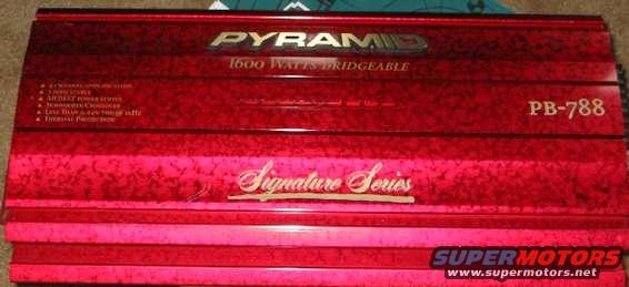 Red Pyramid PB-788 amplifier with "Signature Series" and "1600 Watts Bridgeable" text