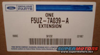 Ford Genuine Parts label for F5UZ-7A039-A Extension