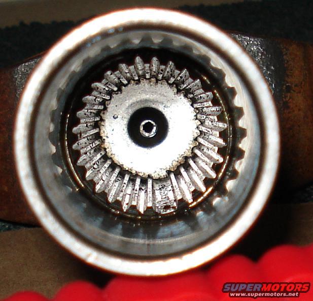 Close-up of a splined yoke interior with gear teeth