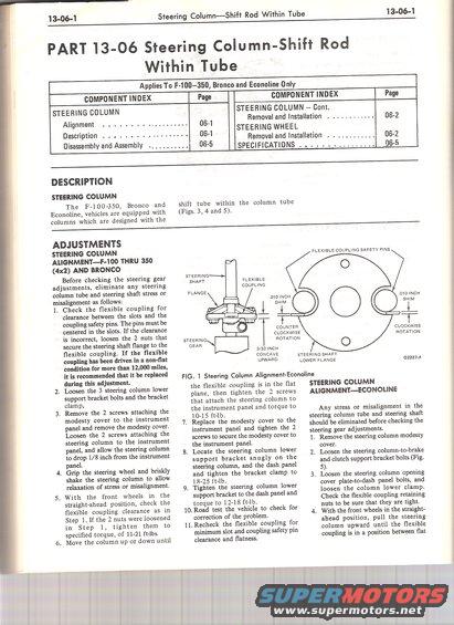 Page from a manual titled "Steering Column-Shift Rod Within Tube" with diagrams and text