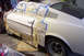 1968 Ford Mustang - Car body masked with newspaper and tape, ready for paintwork.
