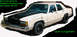 1985 Ford Crown Victoria LTD - This 1985 Ford Crown Victoria LTD features a black hood and black wheels, with visible performance data overlaid on the image.