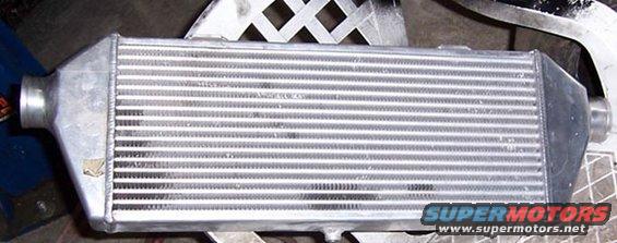 Aluminum intercooler with silver fins and black end tanks