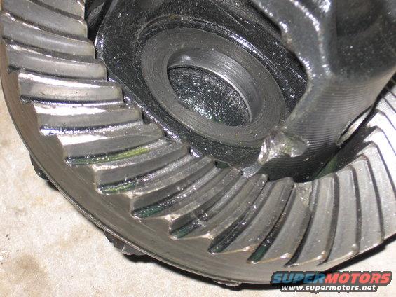 close-up of differential gears with lubricant