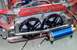 1990 Ford Mustang - Custom engine bay setup dual electric fans and a blue canister, likely for cooling or fluid storage.