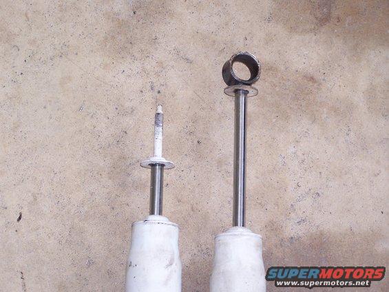 Shock modification. These shocks were for a 77' F-150. I cut off the stud and welded on a eye. 