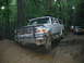 1992 Ford Mustang - A Ford Bronco tackles a challenging off-road course in a wooded area.