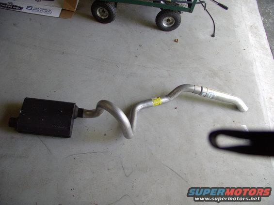 img_0036.jpg Here's a shot of the Areochamber, with the Dynomax mandrel bent 2 1/2" tailpipe and the reducer (okay increaser) and the 3" turndown.