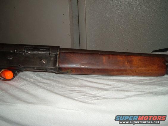 close-up of shotgun receiver and wooden stock