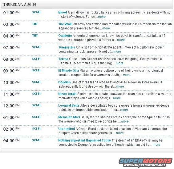 TV schedule for Thursday, August 16, listing show titles and times