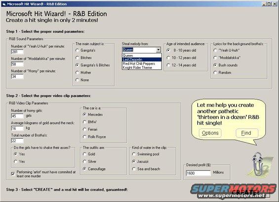 Screenshot of Microsoft Hit Wizard! R&B Edition software