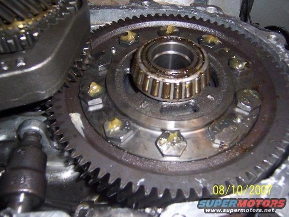 LSD installed.  I put a dab of grease on each bolt and installed top half of trans case.  I then rotated the first gear shaft which rotated the LSD to make sure there wasn't any interference when rotating.