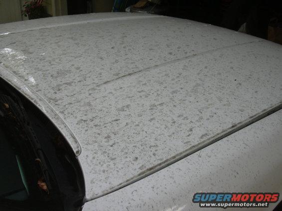 White car roof covered in dirt and water spots