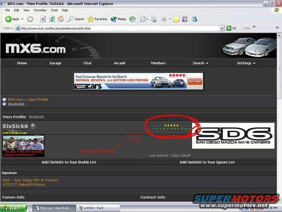 Screenshot of a web forum profile page with user information and advertisements