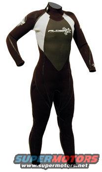 Full body wetsuit with white and dark grey panels and a logo on the chest. Watermark 'SUPERMOTORS www.supermotors.net' at the bottom