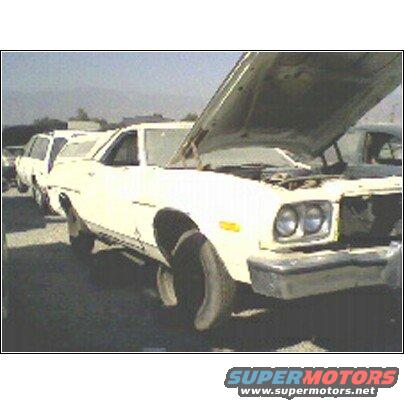 1977 Ford Ranchero with hood open, parked in a lot with other vehicles