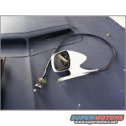 White side mirror with black cable on dark hood