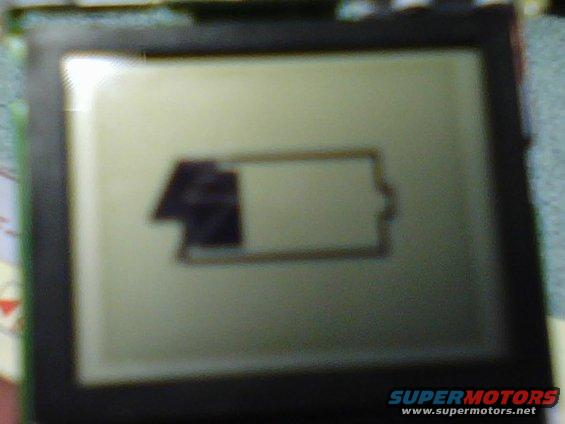 Battery level indicator on a screen, showing low charge