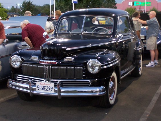 Black 1946 Mercury sedan with California plates