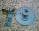 1999 Ford Mustang - Two blue painted automotive parts, likely for a timing adjustment system.