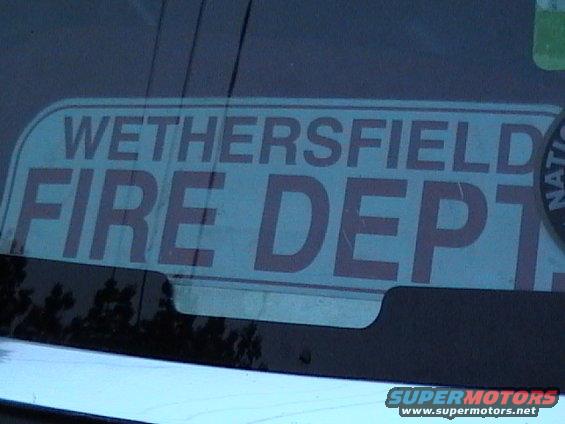 Wethersfield Fire Dept sticker on a vehicle window